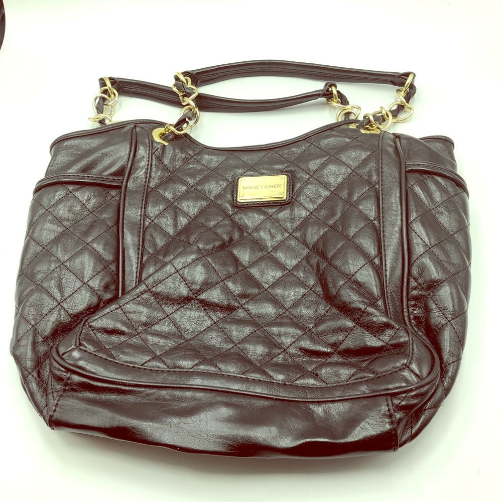 Marc Fisher Black Quilted Leather Hobo Bag